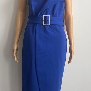 Lavish Alice Royal Blue One Shoulder Belted Dress Size 8